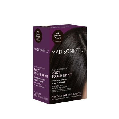 Picture of Madison Reed Root Perfection Permanent Root Touch Up, Darkest Brown 4N Spoleto, 10 Minutes for 100% Gray Root Coverage, Ammonia-Free Hair Dye, Two Applications