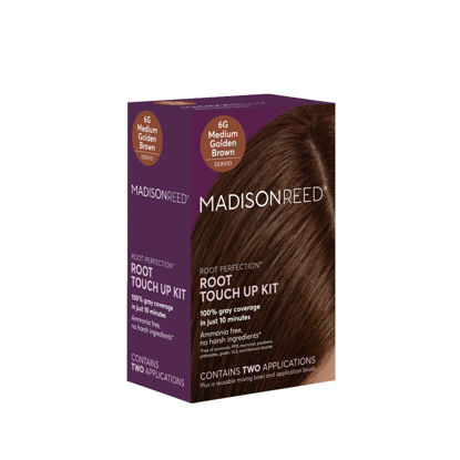 Picture of Madison Reed Root Perfection Permanent Root Touch Up, Medium Golden Brown 6G Dervio, 10 Minutes for 100% Gray Root Coverage, Ammonia-Free Hair Dye, Two Applications