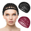 Picture of WLLHYF Hair Net Wrap For Sleep 2 PCS Mesh Nets Cap Snoods Cover Sleeping Knit Hairnets Elastic Head Wrap Bathing Shower Caps Wig Hairnet Crochet Sew Weave Press Weaving Braided Bonnet(Black/Red)