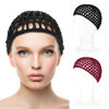 Picture of WLLHYF Hair Net Wrap For Sleep 2 PCS Mesh Nets Cap Snoods Cover Sleeping Knit Hairnets Elastic Head Wrap Bathing Shower Caps Wig Hairnet Crochet Sew Weave Press Weaving Braided Bonnet(Black/Red)
