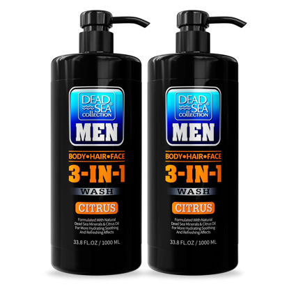 Picture of Dead Sea Collection Mens Body Wash 3 in 1 - Citrus Body Wash for Men - Mens Shampoo - Mens Face Wash - Shampoo for Men - Pack of 2 Bottles (33,8 Fl. Oz. Each)