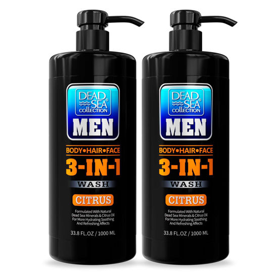 Picture of Dead Sea Collection Mens Body Wash 3 in 1 - Citrus Body Wash for Men - Mens Shampoo - Mens Face Wash - Shampoo for Men - Pack of 2 Bottles (33,8 Fl. Oz. Each)