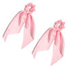 Picture of Pack of 2 Knotted Bow Hair Scrunchies Elastic Hair Scarf Black Hair Ties Bands Satin Hair Ribbon Scrunchy Red Ponytail Holder for Women and Girls (Light pink)