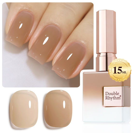 Picture of Double Rhythm Translucent Gel Polish Sheer Neutral Natural Light Milky Same Color Same Bottle 15ML Jelly Nail Polish Nail Art DIY at Home (Nude-A1372)