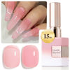 Picture of Double Rhythm Translucent Gel Polish Sheer Neutral Natural Light Milky Same Color Same Bottle 15ML Jelly Nail Polish Nail Art DIY at Home (Milky Pink-A1401)