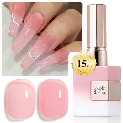 Picture of Double Rhythm Translucent Gel Polish Sheer Neutral Natural Light Milky Same Color Same Bottle 15ML Jelly Nail Polish Nail Art DIY at Home (Milky Pink-A1401)