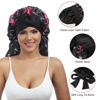 Picture of AWAYTR Long Satin Bonnet for Women - Double Layer Elastic Silk Bonnet for Braids Hair Sleeping Cap with Tie Band (Flower C)