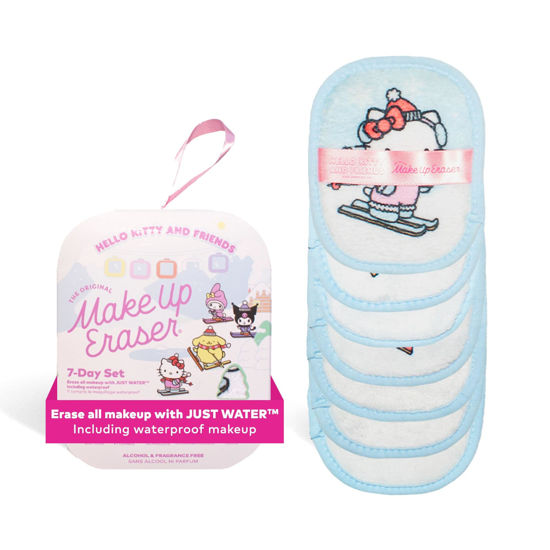 Picture of The Original MakeUp Eraser, 7-Day Set, Erase All Makeup With Just Water, Including Waterproof Mascara, Eyeliner, Foundation, Lipstick, Sunscreen, and More! Hello Kitty Skiing, 7ct.