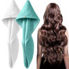 Picture of YFONG 2 Pack Large Microfiber Hair Towel Wrap for Women, Thicken Super Absorbent Quick Dry Hair Turban for Drying Curly Long Thick Hair Anti Frizz, Hair Drying Towel with Button for Wet Hair