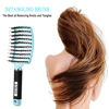Picture of KTKUDY Detangling Brush Boar Bristles Hair Brush Make Hair Shiny & Healthier Curved and Vented Detangler Brush for Women Men Kids Wet and Dry Hair (light Blue)