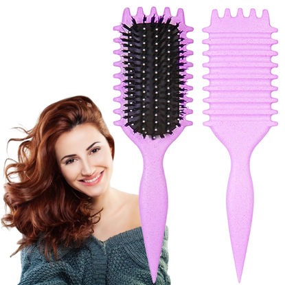 Picture of Curl Defining Brush, 1 PCS Curl Hair Brush, Curl Define Styling Brush, for Combing and Shaping Men's and Women's Curls to Reduce Pulling (Purple)