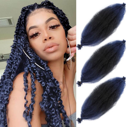 Picture of Afro Twist Hair Springy Afro Twist Hair 16 Inch 3 Packs Pre Fluffed Spring Twist Hair Pre Separated Wrapping Hair for Soft Locs Hair Extensions (16 Inch (Pack of 3), 1B/Dark Blue#)