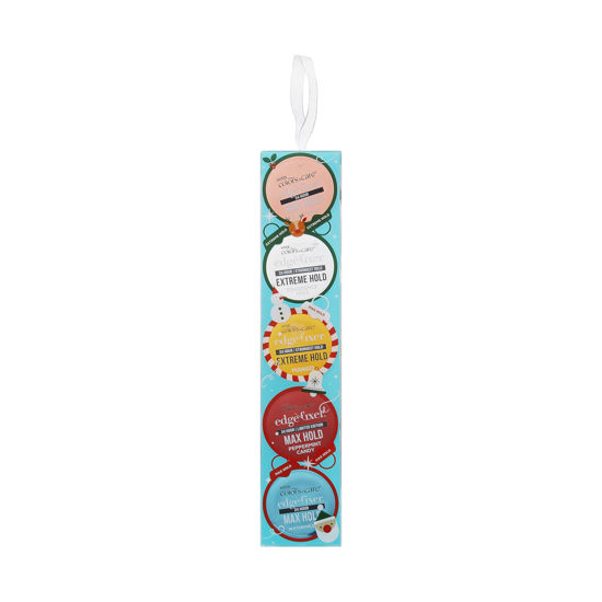 Picture of KISS Colors & Care Special Limited Edition Edge Fixer Holiday Gift Set, Extreme Hold & Maximum Hold Hair Styling Edge Control Gel for Textured Hair, Biotin Infused, 5 Assorted Scents, 1 oz.(30mL) Each