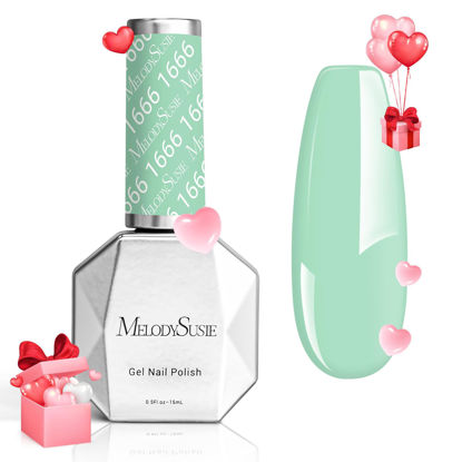 Picture of MelodySusie Thick Green Gel Nail Polish,0.5fl oz Mint Green Color Soak Off UV LED Light Green Gel Polish Christmas Day Gift for Women Nail Art Manicure Salon DIY Nail Design Decoration at Home-1666