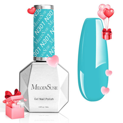 Picture of MelodySusie Thick Blue Gel Nail Polish,0.5fl oz Turquoise Blue Nails Soak Off UV LED Light Blue Gel Polish Christmas Gift for Women Nail Art Manicure Salon DIY Nail Design Decoration at Home-N301