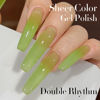 Picture of Double Rhythm Translucent Gel Polish Sheer Neutral Natural Light Milky Same Color Same Bottle 15ML Jelly Nail Polish Nail Art DIY at Home (Green-A1408)