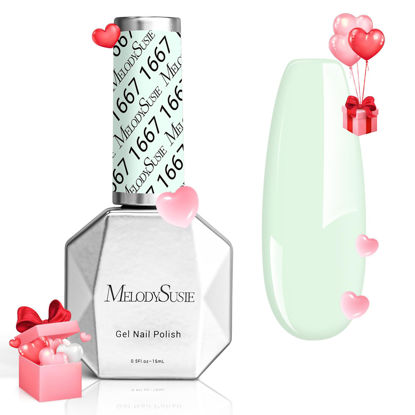 Picture of MelodySusie Thick White Gel Nail Polish,0.5fl oz White in Green Gel Polish Autumn Winter Color 1667, Soak Off UV LED Nail Lamp Gel Polish Christmas Gift for Women Manicure Salon DIY At Home 0.5 Fl Oz