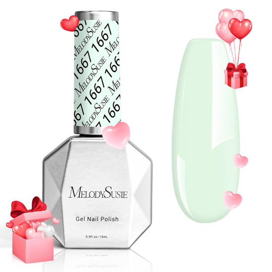 Picture of MelodySusie Thick White Gel Nail Polish,0.5fl oz White in Green Gel Polish Autumn Winter Color 1667, Soak Off UV LED Nail Lamp Gel Polish Christmas Gift for Women Manicure Salon DIY At Home 0.5 Fl Oz