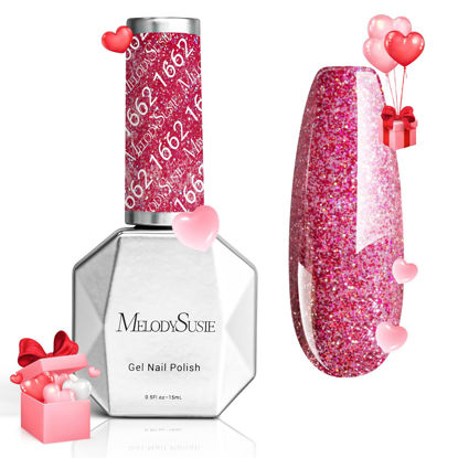 Picture of MelodySusie Thick Pink Glitter Gel Nail Polish,0.5 Fl Oz Soak Off UV LED Pink Glitter Gel Polish Christmas Gift for Women Nail Art Manicure Salon DIY Nail Design Decoration at Home-1662