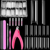 Picture of MORGLES Clear Tapered Square Nail Tips, 240 Pcs XXL Extra Long Straight C Curve Nail Tips 12 Sizes Half Cover French Clear for Acrylic Home DIY with Box