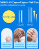 Picture of MORGLES Clear Tapered Square Nail Tips, 240 Pcs XXL Extra Long Straight C Curve Nail Tips 12 Sizes Half Cover French Clear for Acrylic Home DIY with Box