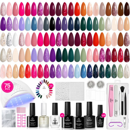 Picture of Beetles Winter Gel Nail Polish Kit with Uv Light, 75PCS 45 Colors Gel Polish Starter Kit with Base Top Coat, Exquisite Femininity Burgundy Red Green Nude Gel Polish Nail Art Gift for Women