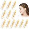 Picture of KesaPlan 12PCS No Bend Hair Clips, Gold Glitter No Crease Hair Clips for Styling, Creaseless Flat Duckbill Hair Barrette for Makeup, Hairstyle Accessories for Women Girls Bridesmaid Gifts