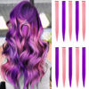 Picture of LADYAMZ Colored Hair Extensions 10 PCS, Colorful Party Highlights Clip in Synthetic Hair Extensions, Purple and Princess Pink Hairpieces for Christmas Girls Women Kids Party Favors Hair Pieces 22 In