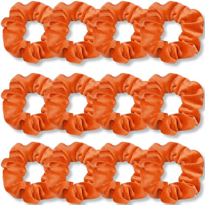 Picture of IVARYSS Orange Scrunchies, Premium Velvet Soft Fall Hair Scrunchy, Halloween Thick Elastic Bands, Hair Accessories for Women and Girls, 12 Pack