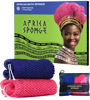 Picture of African Net Loofah Sponge - 2 Pieces Black Owned Authentic Body Sponges - Exfoliating Wash Cloths for Showering Pink & Blue - Back Scrubber Exfoliator Shower Sponge for Body Bath Accessories