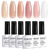 Picture of RARJSM Nude Gel Nail Polish Apricot Peach Pink Jelly Gel Polish Set of 6 Transparent Colors 7.5ml Clear Purple Sheer Wine Red Milky Mavue French Manicure LED UV Gel Soak Off Curing Requires Home