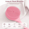 Picture of Manmihealth Silicone Back Scrubber(Thick Bristles) & Soft Bath Glove Set, Super-Exfoliating Body Scrubber & Super-Lathering Shower Brush Combination, with a Free Hook.(Pink)