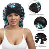 Picture of AWAYTR Long Satin Bonnet for Women - Double Layer Elastic Silk Bonnet for Braids Hair Sleeping Cap with Tie Band (Flower D)