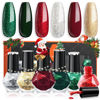 Picture of Modelones Christmas Nail Polish Set 6 Colors Red Green Glitter Mini Nail polish Set Gold Silver Nail Polish Kit Quick Dry Nail Polish Manicure Nail Art Manicure DIY Home Salon Gift for Women Mom
