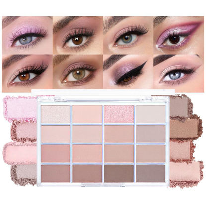 Picture of CAKAILA 16Colors Light Purple Pink Brown Basics Matte Eyeshadow Palette,Eye Shadow Travel Makeup Palette all in one Long Lasting Waterproof Ultra-Blendable,Great for Travel Gift Kit