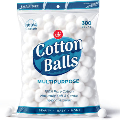 Picture of DecorRack 300 Small Cotton Balls for Make-Up, Nail Polish Removal, Pet Care, Applying Oil Lotion or Powder, Made from 100% Pure & Natural Cotton, Soft and Absorbent for Household Needs (300 Count)