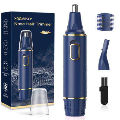 Picture of XOOMRSCP Nose Hair Trimmer for Men, 2024 Painless USB Rechargeable Nose Hair Trimmer, Ear and Nose Hair Trimmer for Men, Professional Facial Hair Trimmer with IPX7 Waterproof Dual Edge Blades (Blue)