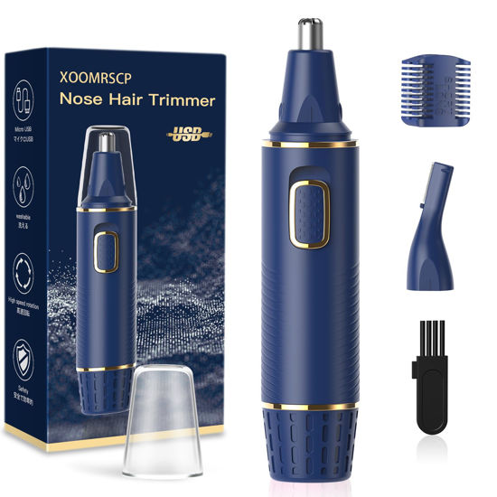 Picture of XOOMRSCP Nose Hair Trimmer for Men, 2024 Painless USB Rechargeable Nose Hair Trimmer, Ear and Nose Hair Trimmer for Men, Professional Facial Hair Trimmer with IPX7 Waterproof Dual Edge Blades (Blue)
