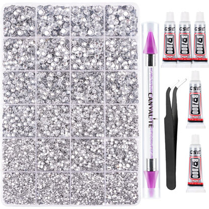 Picture of Canvalite 28000PCS Resin Jelly Rhinestones for Crafting,Clear Flatback Gems, Bedazzling Crystal with 5Pcs 2.5g B7000 Jewelry Glue and Tweezers and Dotting pen for DIY Crafts Clothing Shoes Nail Art