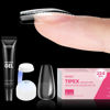 Picture of Beetles Tipex Gel Nail Kit Short Coffin Instant Apex Nail Tips, 224 Pcs Pre-Building&Pre-Etched Coffin False Nail Tips with Uv Nail Glue, LED Mini Nail Lamp-Thick Acrylic Nail Set for Flat Nails