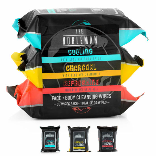 Picture of Men's Assorted Cleansing Wipes- Cooling/Charcoal/Refreshing - 3 Pack (90ct)
