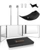 Picture of JUSRON 360 Viewing Angle Self Hair Cutting Mirror, Clear Anti-Fog HD Glass (Black with LED with Accessories)