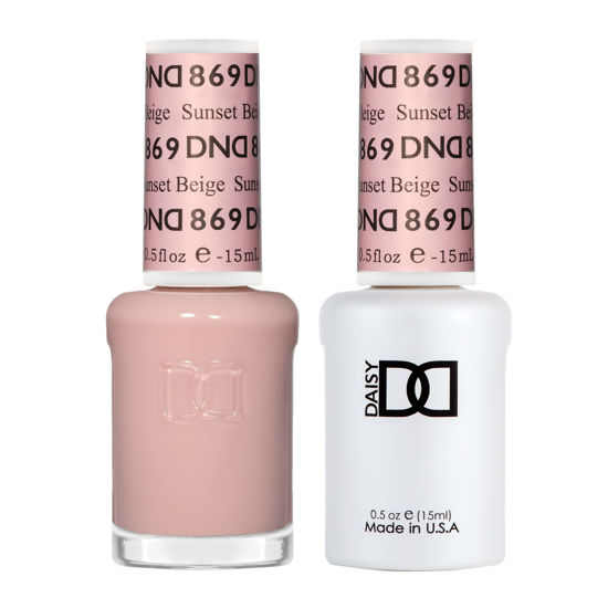 Picture of DND Gel Polish Set, Sheer Collection, UV/LED Gel Polish and Air Dry Nail Lacquer, Matching Chip-Free Polish Duo, 869 Sunset Beige, 0.5 Fl Oz