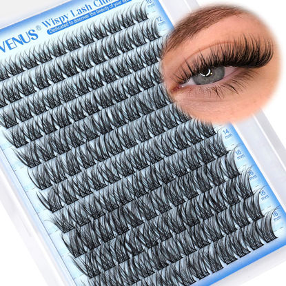 Picture of Goddvenus Wispy Lash Clusters Natural Lashes Clusters Wispy Eyelash Clusters CD Curl Cluster Eyelash Extensions DIY Individual Lashes Invisible Band Lash Extension Fluffy Eyelashes Clusters