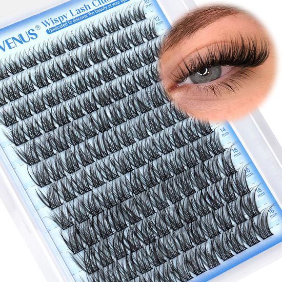 Picture of Goddvenus Wispy Lash Clusters Natural Lashes Clusters Wispy Eyelash Clusters CD Curl Cluster Eyelash Extensions DIY Individual Lashes Invisible Band Lash Extension Fluffy Eyelashes Clusters