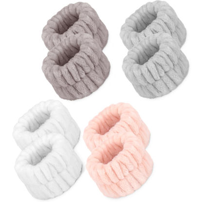 Picture of Crosize 8 Pcs Microfiber Spa Wrist Bands for Women's Washing Face, Absorbent Face Washing Wristbands, Yoga Practitioners, Fast Drying, Set of 4 Colors