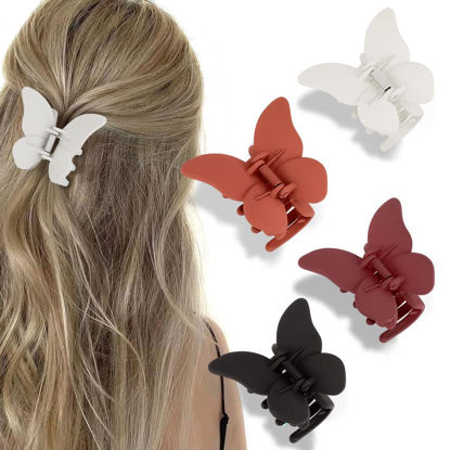 Picture of ATODEN Butterfly Hair Clips for Women and Girls - 4 Pcs 2.36" Nonslip Strong Hold Matte Hair Accessories Clamps Jaw Clips for Thin and Medium Hair, Gifts for