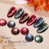 Picture of Born Pretty Cat Magnetic Eye Gel Nail Polish, Fall Winter Retro Cat Magnetic Gel, Pink Brown Blue Gray Green Magnetic Soak Off Nail Art Salon Manicure Home Gift 7ML 6PCS