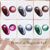 Picture of Born Pretty Cat Magnetic Eye Gel Nail Polish, Fall Winter Retro Cat Magnetic Gel, Pink Brown Blue Gray Green Magnetic Soak Off Nail Art Salon Manicure Home Gift 7ML 6PCS