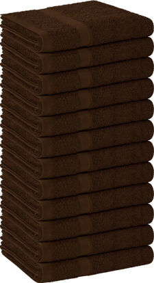 Picture of Utopia Towels - Salon Towel, Pack of 12 (Not Bleach Proof, 16 x 27 Inches) Highly Absorbent Cotton Towels for Hand, Gym, Beauty, Hair, Spa, and Home Hair Care, Dark Brown